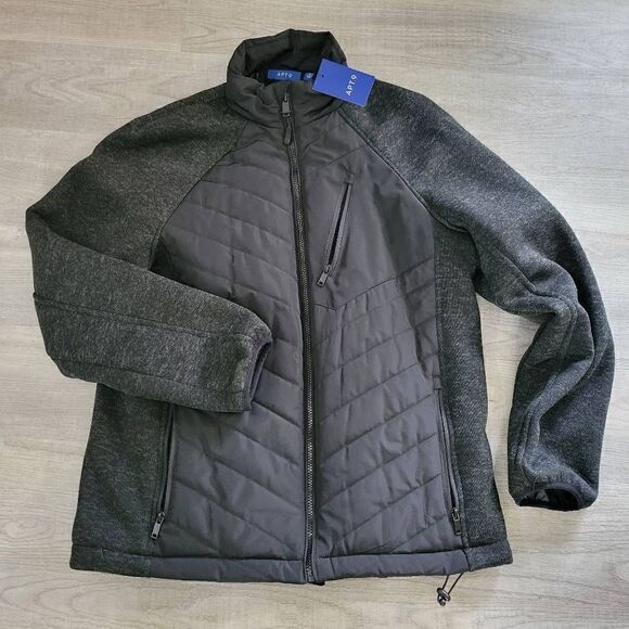 Apt. 9 men's medium NWT fleece lined black fuax fur coat - Picture 1 of 8